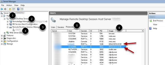 Log into the Terminal Server and Locate the Remote Desktop Services Manager